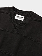 Cable Stripe V-Neck Knit (Black)