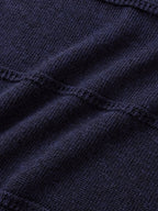 Cable Stripe V-Neck Knit (Navy)