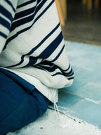 Airy Cotton Collar Knit (Stripe Ivory)