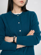 Soft Wool Round Cardigan (Blue Green)