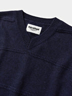 Cable Stripe V-Neck Knit (Navy)