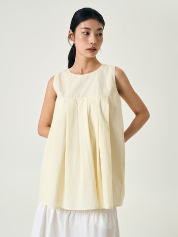 Pleats Sleeveless Top (Ivory)