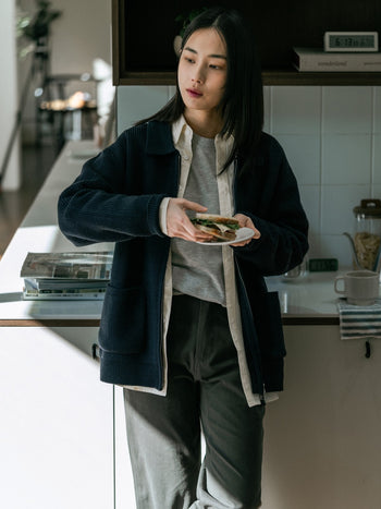 2way Zip-up Cardigan (Blue Green)