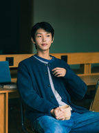 Daily Fine Wool Cardigan (Navy)