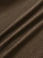 Henley Neck Long Sleeve T-Shirt (Brown)