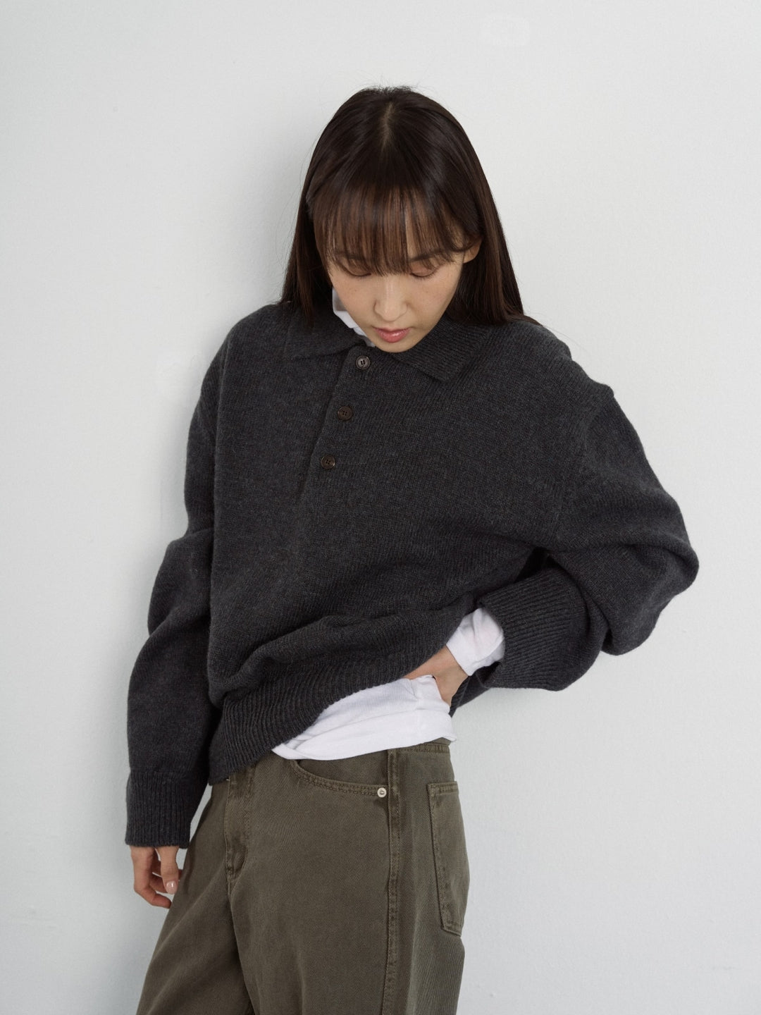 Shaggy Dog Collar Knit (Charcoal)