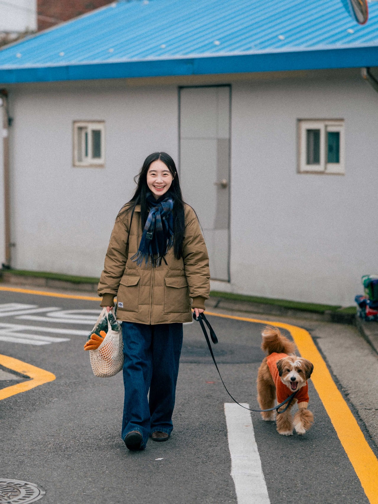 Duck Down Collar Padded Coat (Beige)