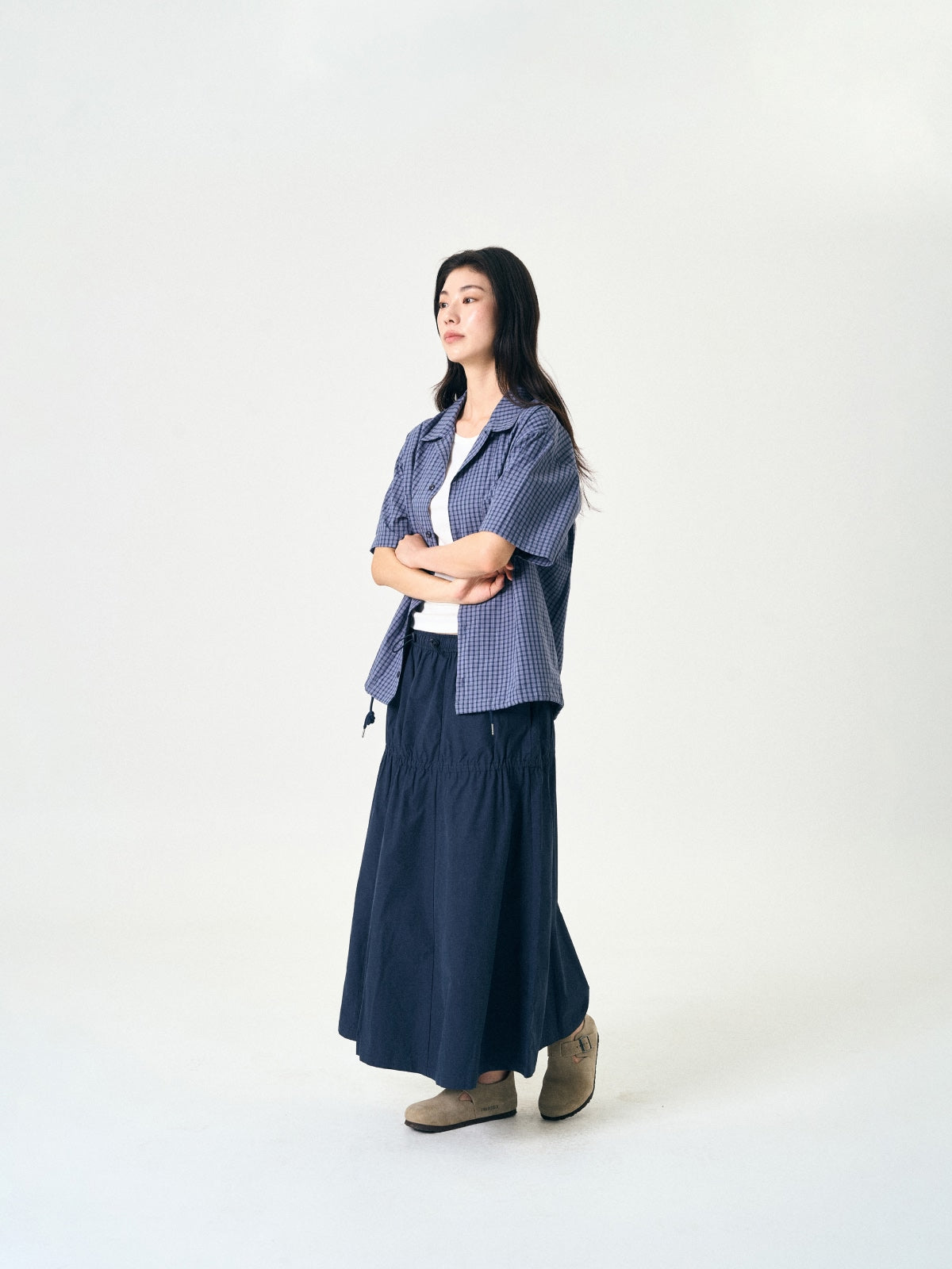Light String Tiered Skirt (Navy)