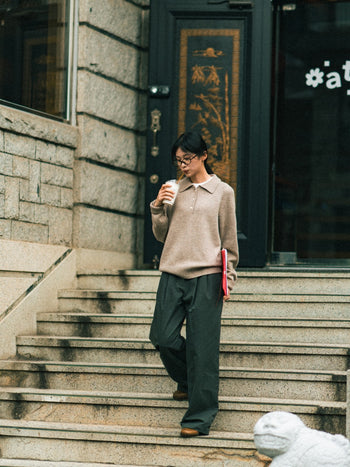 Yak Wool Collar Knit (Charcoal)