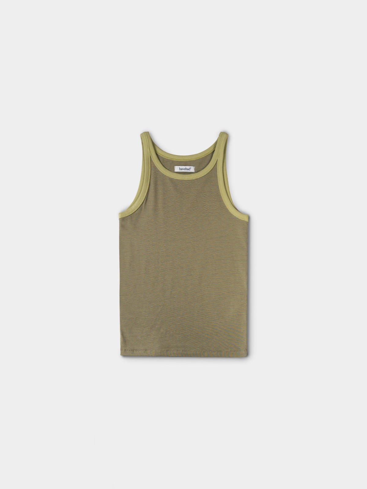 U-neck Sleeveless Top (Stripe Olive)