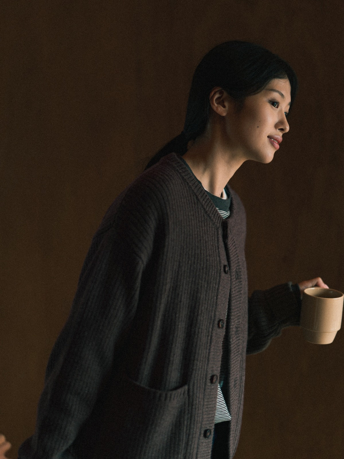 Daily Fine Wool Cardigan (Navy)