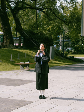 (W)Belted Flow Maxi Skirt (Charcoal)
