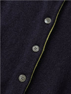 High-Neck Two-Tone Cardigan (Navy-Olive)