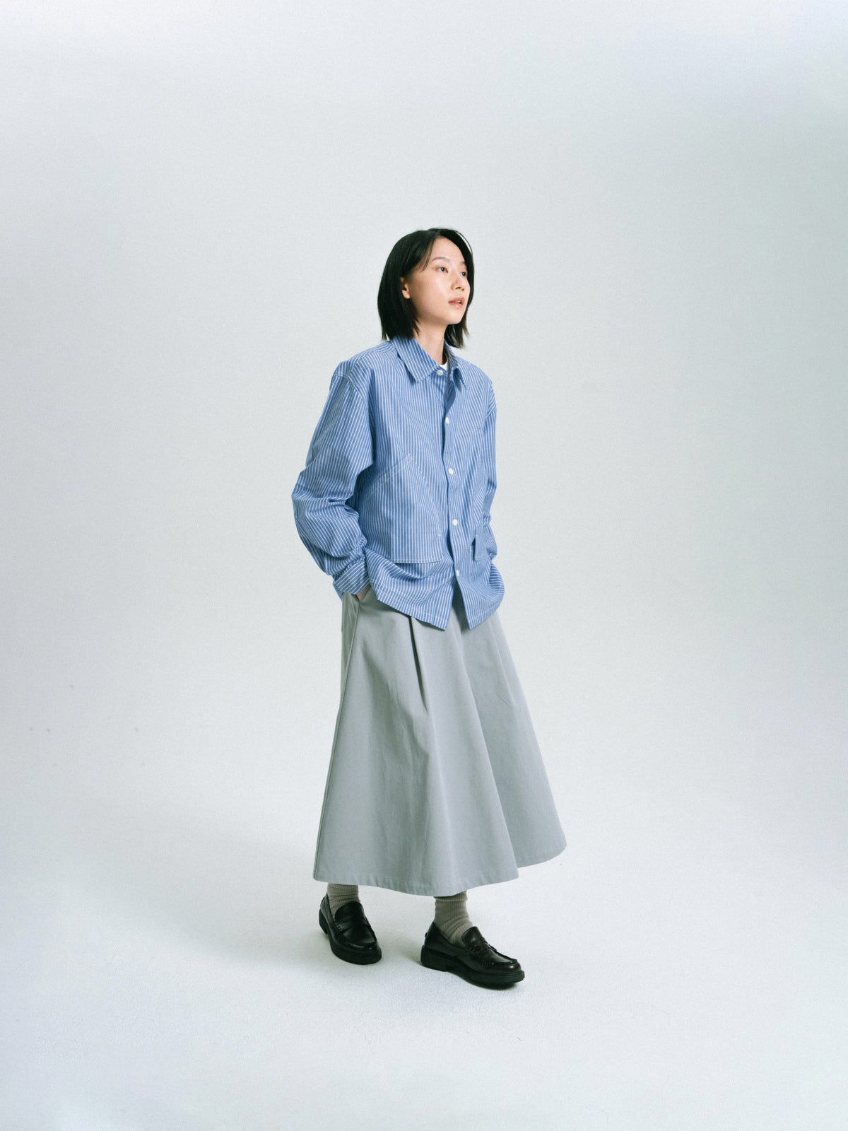 Field Pocket Shirt Jacket (Stripe Blue)