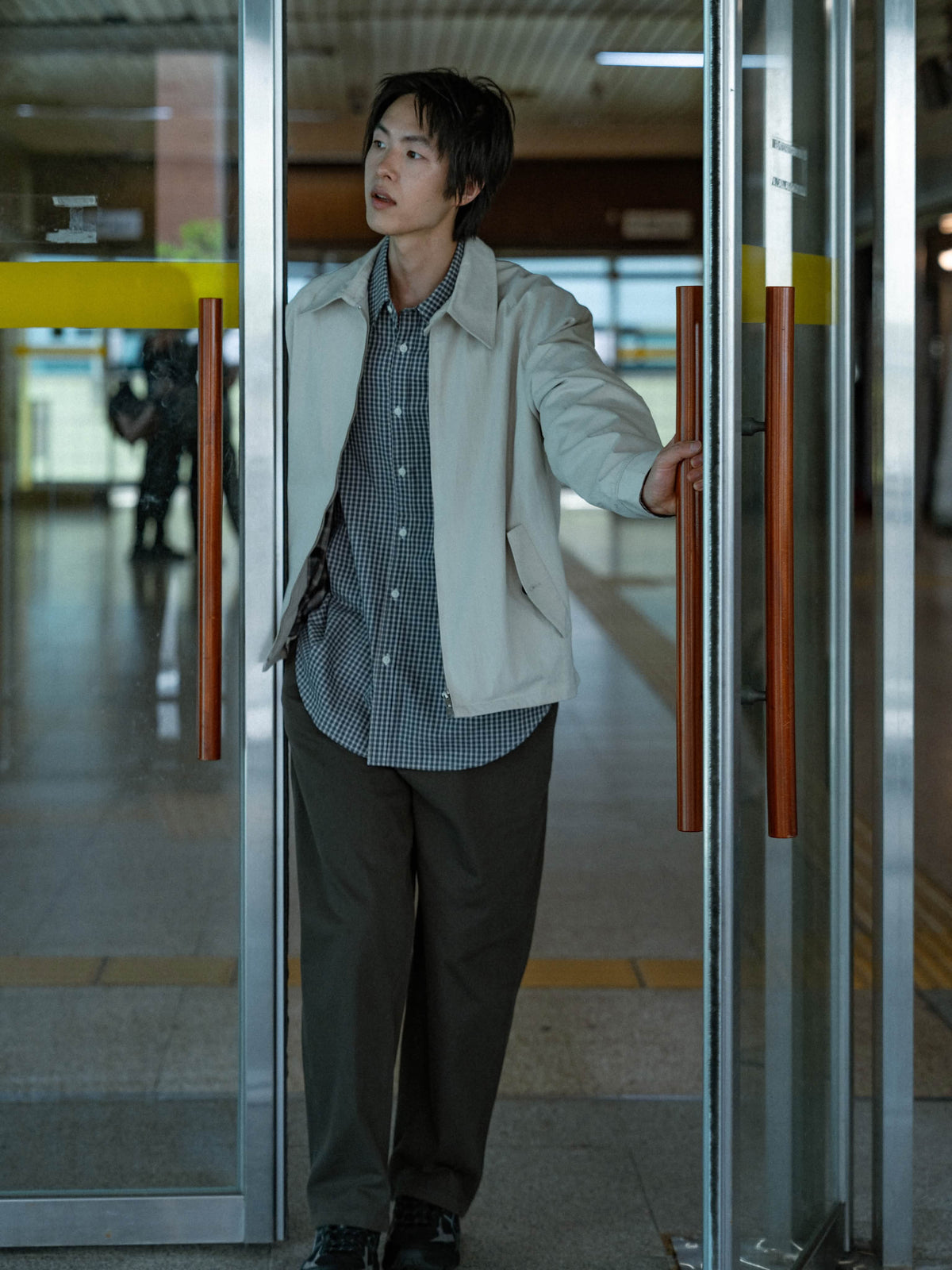Glen Cotton Drizzler Jacket (Beige)