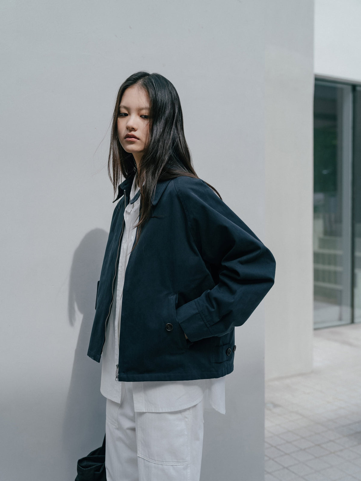 Glen Cotton Drizzler Jacket (Navy)