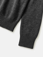 High-Neck Two-Tone Cardigan (Charcoal-Gray)