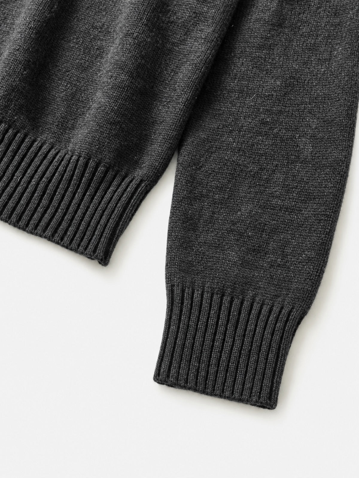 High-Neck Two-Tone Cardigan (Charcoal-Gray)