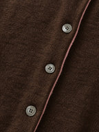 High-Neck Two-Tone Cardigan (Brown-Pink)