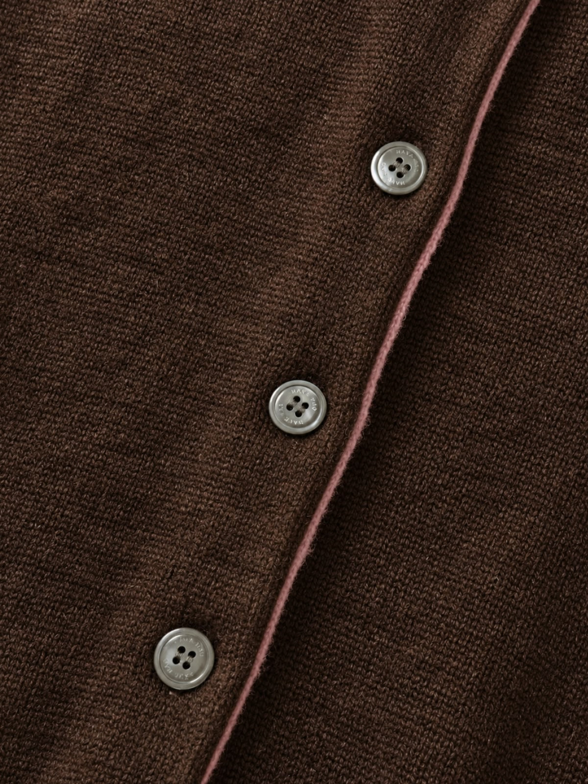 High-Neck Two-Tone Cardigan (Brown-Pink)