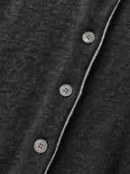 High-Neck Two-Tone Cardigan (Charcoal-Gray)