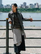 Henley Neck Long Sleeve T-Shirt (Brown)