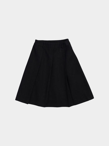 Wool Blend Pleats Skirt (Black)