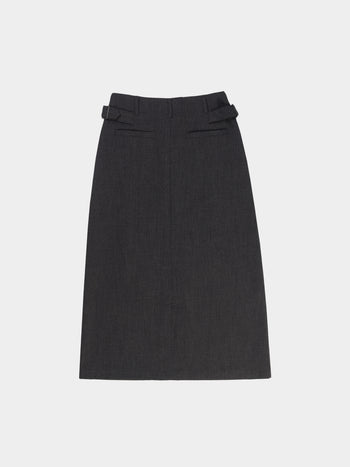 (W)Belted Flow Maxi Skirt (Charcoal)