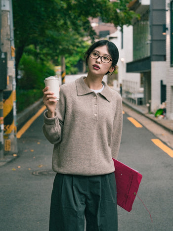 Yak Wool Collar Knit (Navy)