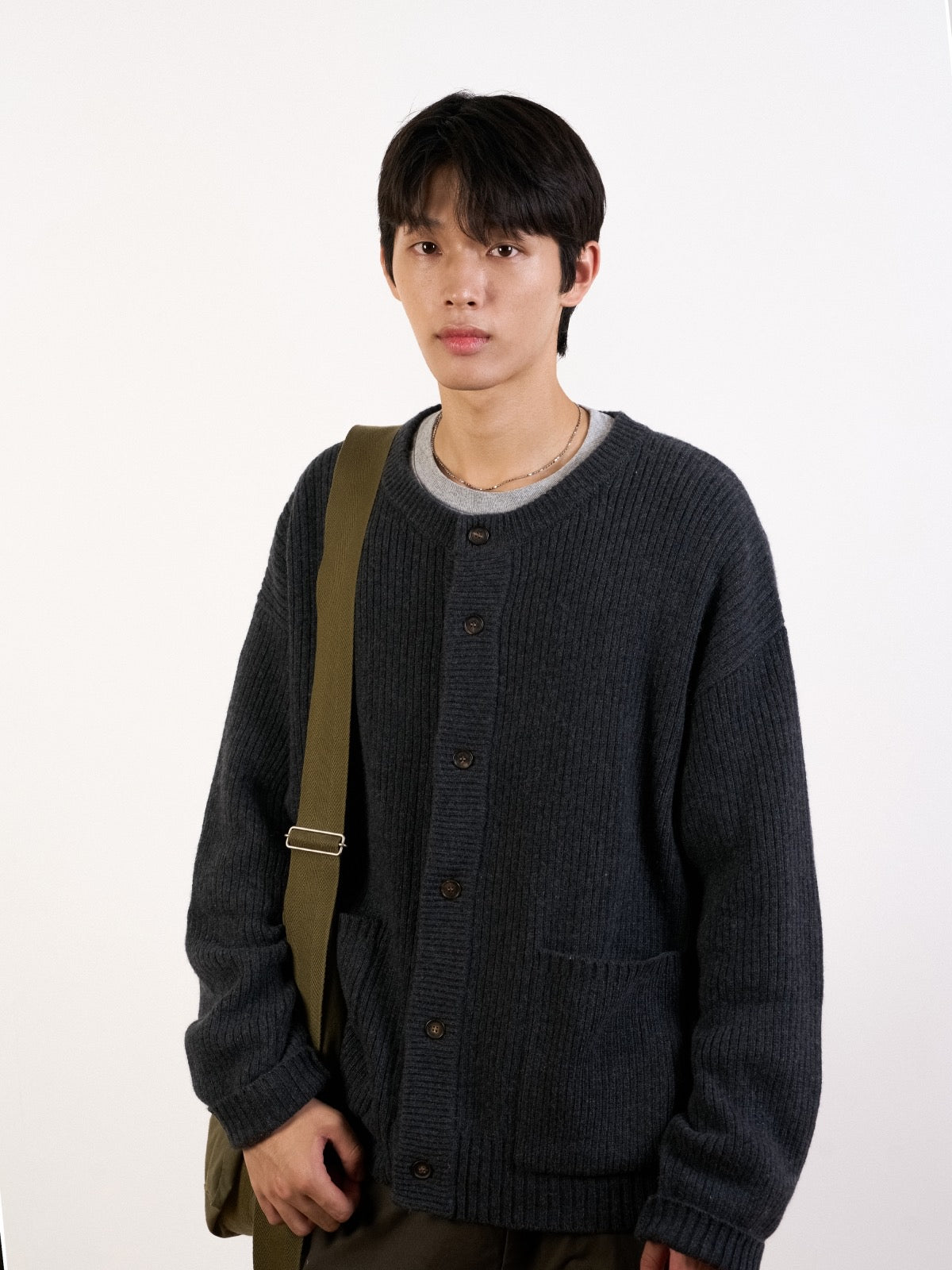 Daily Fine Wool Cardigan (Charcoal)
